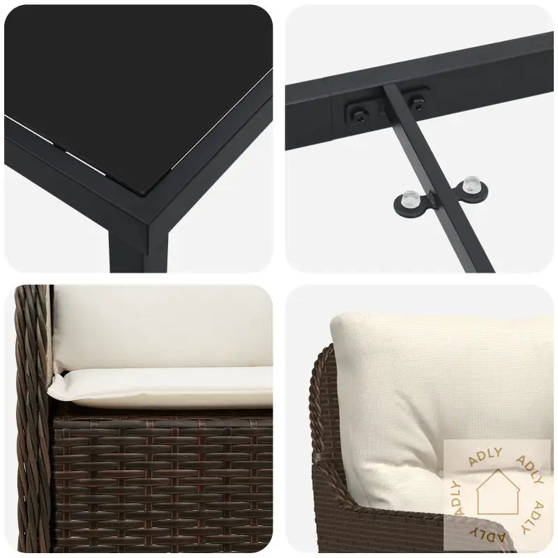 9-Delt Hage Spisestuesett Med Puter, Brun Poly Rattan
