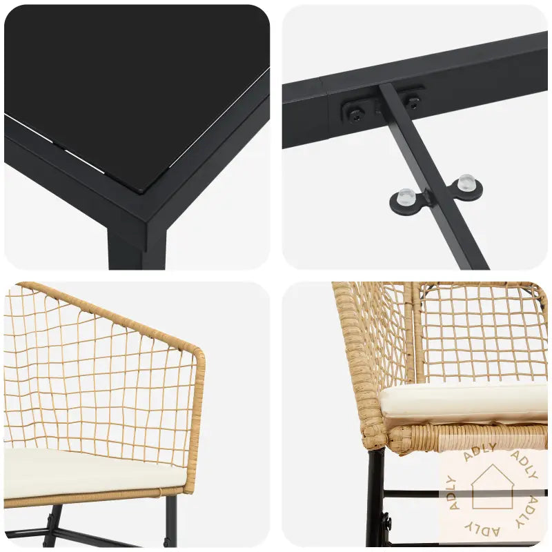 7 Delt Hagedining Sett Med Puter Brun Poly Rott