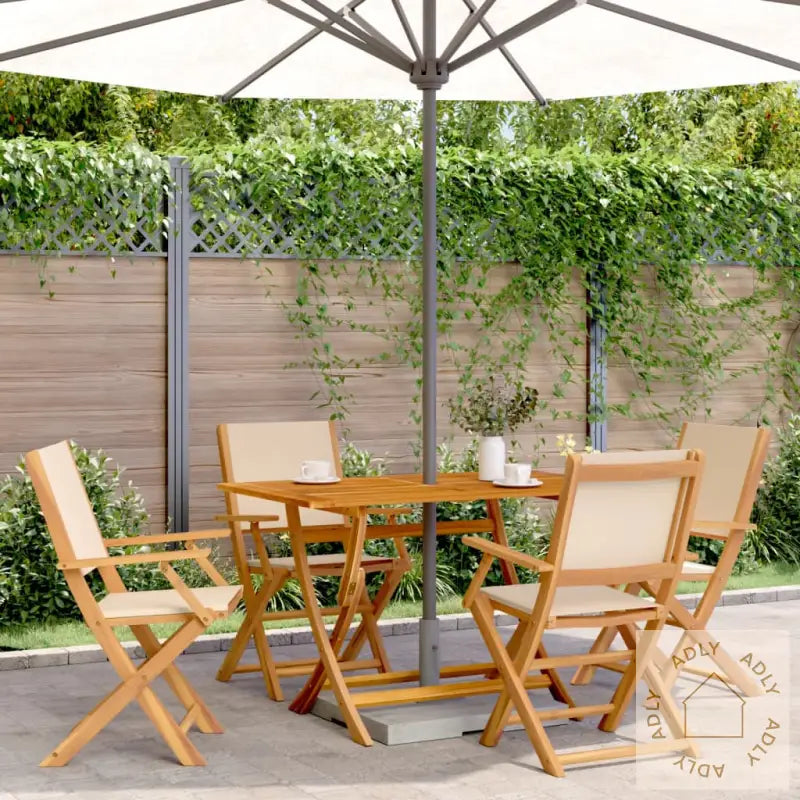 Hagespisegruppe 5 Deler Beige Stoff Og Heltre