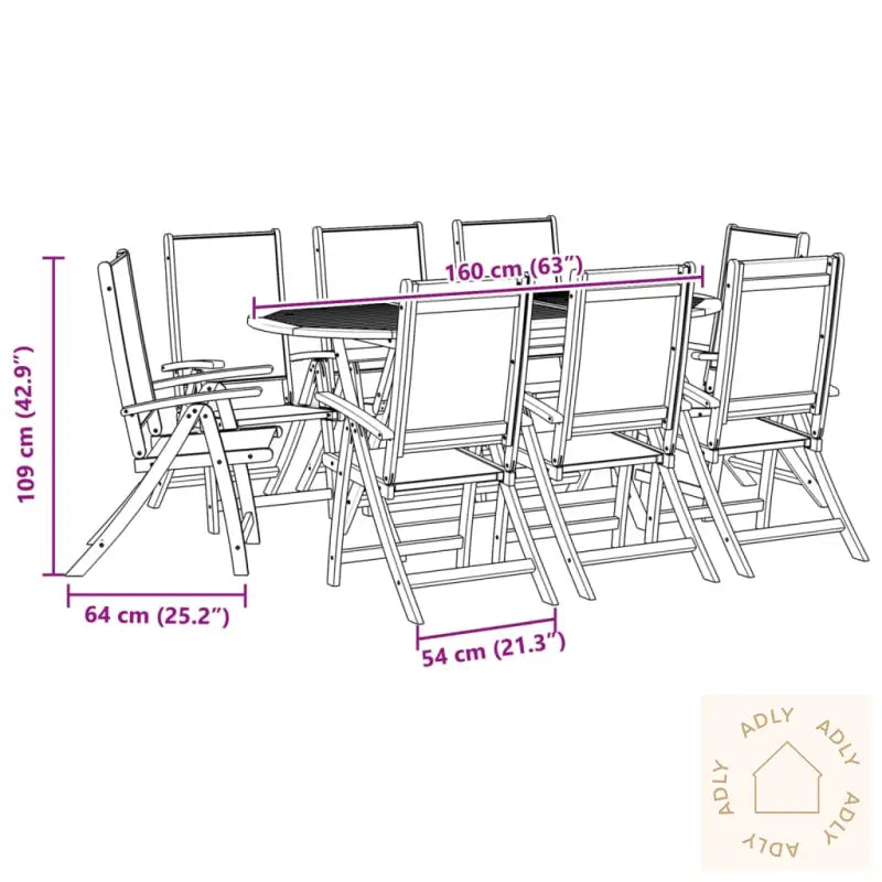 Hagespisegruppe 9 Deler Heltre Akasie Og Textilene