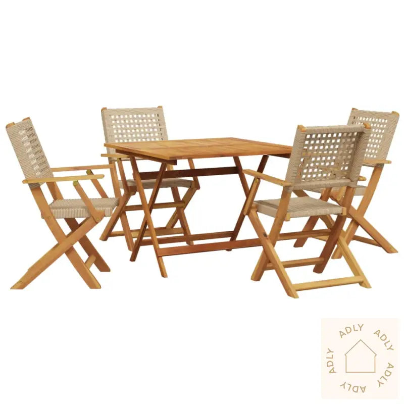 Hagespisegruppe 5 Deler Beige Polyrotting Og Heltre