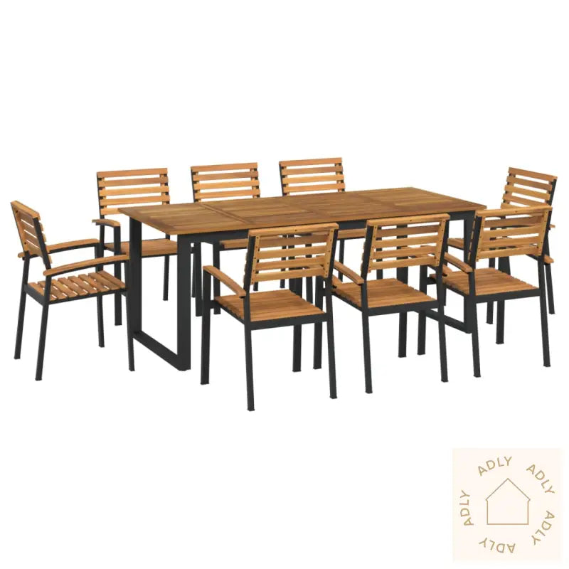 Hagespisegruppe 9 Deler Heltre Akasie Og Metal
