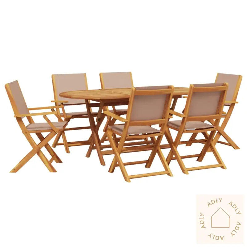 Hagespisegruppe 7 Deler Grårbun Stoff Og Heltre