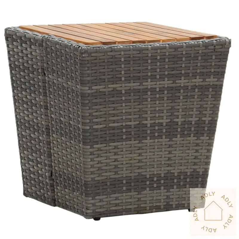 Bistrosett 3 Deler Polyrotting Og Akasie Grå