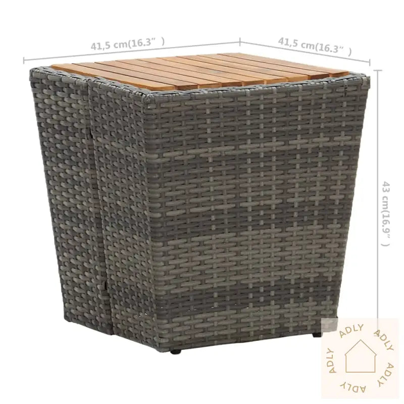 Bistrosett 3 Deler Polyrotting Og Akasie Grå