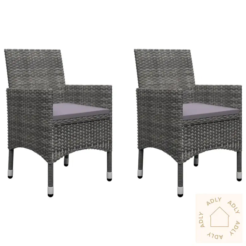 Bistrosett 3 Deler Polyrotting Og Akasie Grå