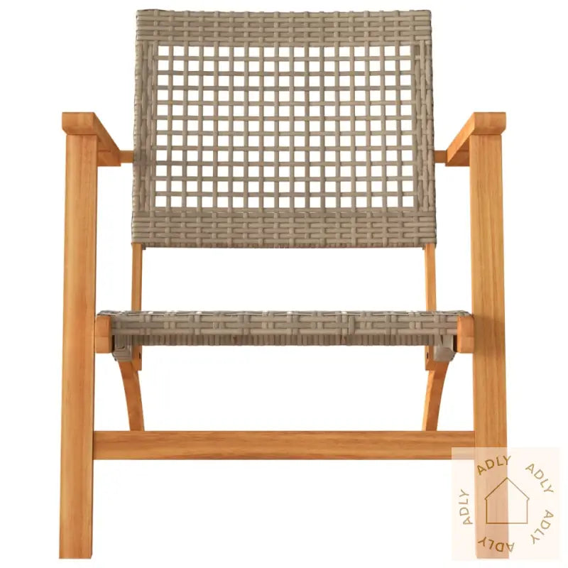 Bistrosett 3 Deler Beige Polyrotting Og Heltre Akasie