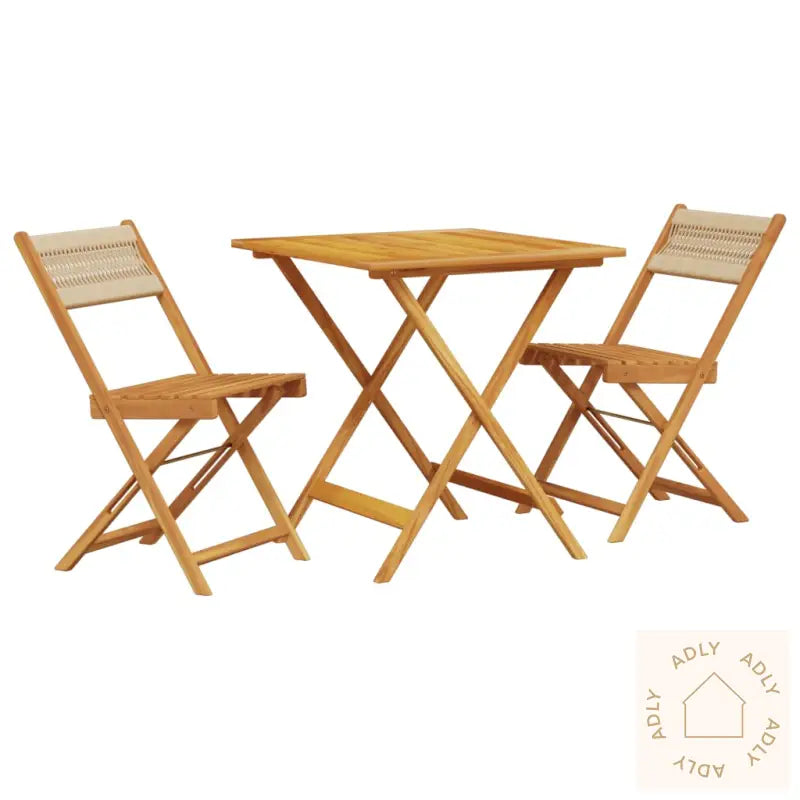 Bistrosett 3 Deler Beige Polypropylen Og Heltre