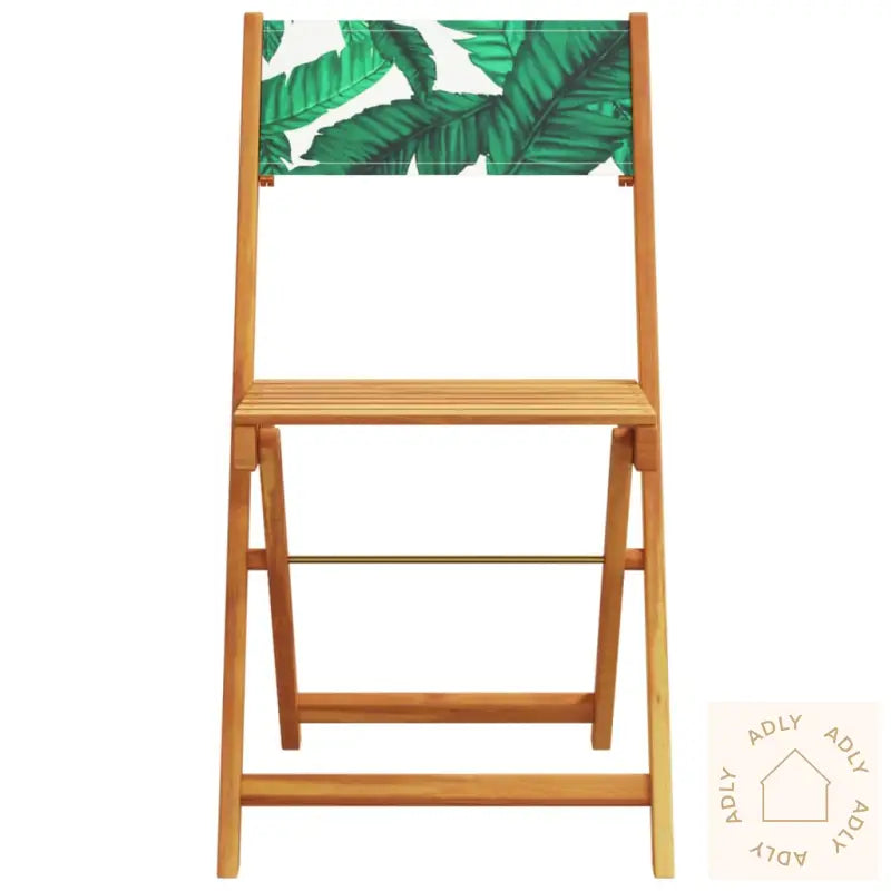 Bistrosett 3 Deler Bladmønster Stoff Og Heltre