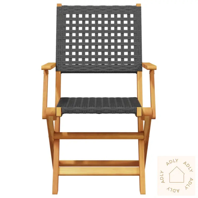 Bistrosett 3 Deler Svart Polyrotting Og Heltre