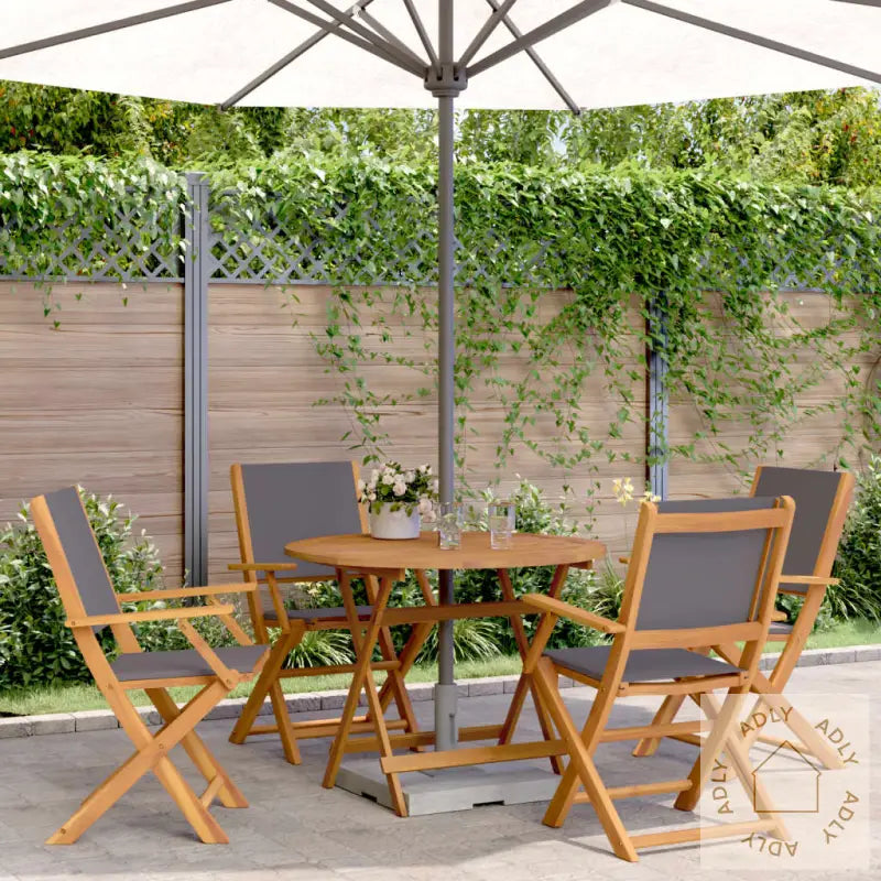 Hagespisegruppe 5 Deler Antrasitt Stoff Og Heltre