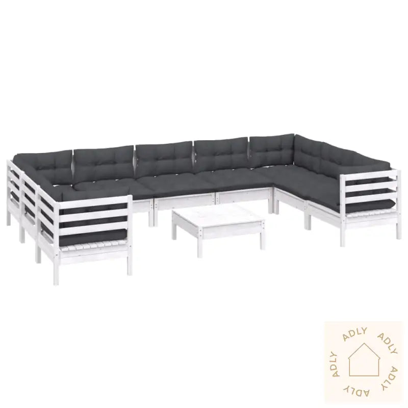 Hagesofagruppe Med Puter 10 Deler Hvit Heltre Furu
