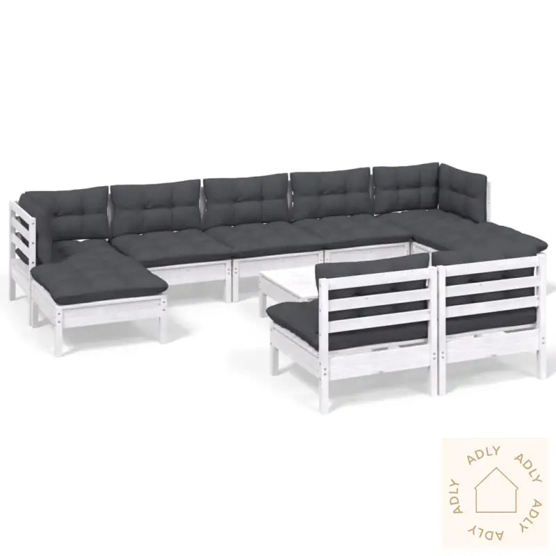 Hagesofagruppe Med Puter 10 Deler Hvit Heltre Furu