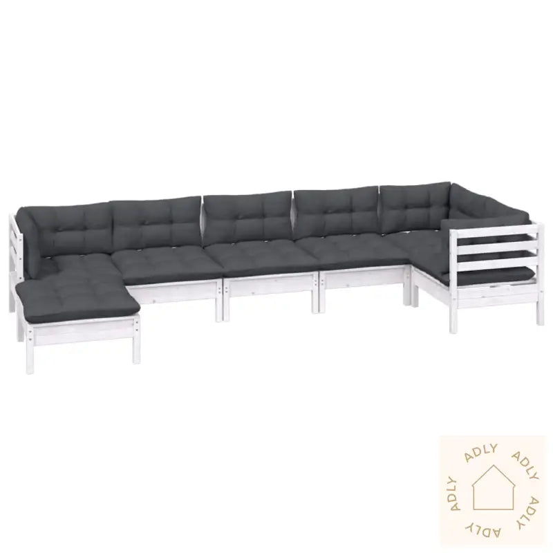 Hagesofagruppe Med Puter 7 Deler Hvit Heltre Furu