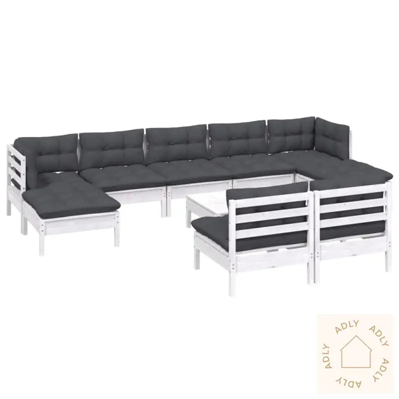 Hagesofagruppe Med Puter 10 Deler Hvit Heltre Furu