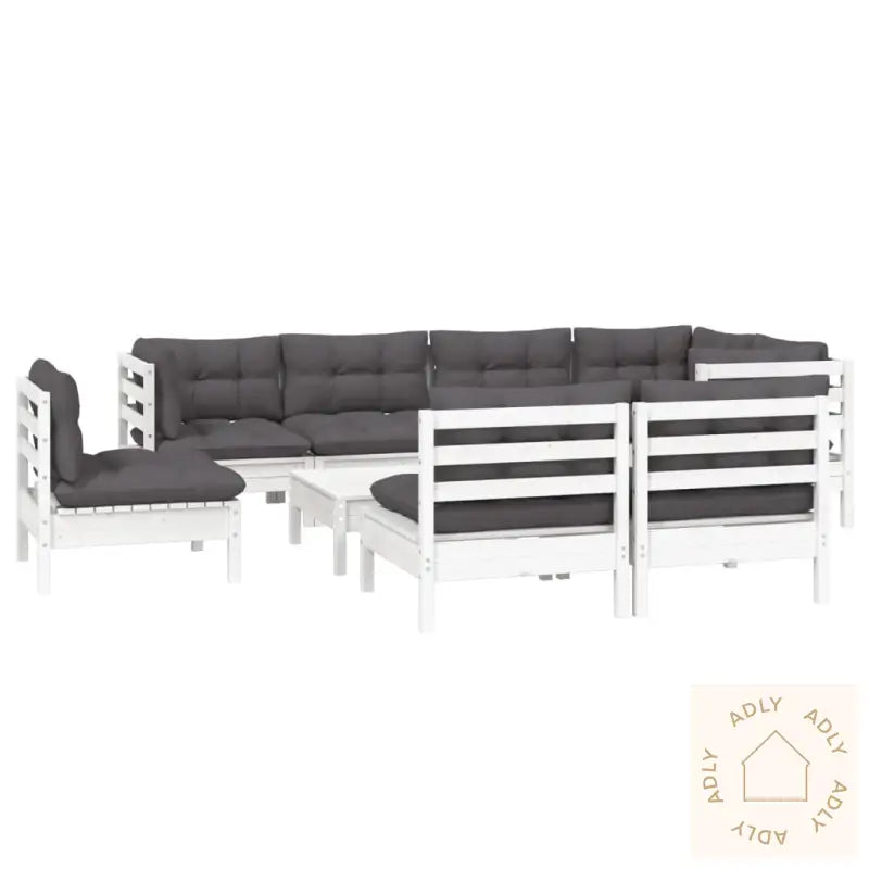 Hagesofagruppe Med Puter 9 Deler Hvit Heltre Furu