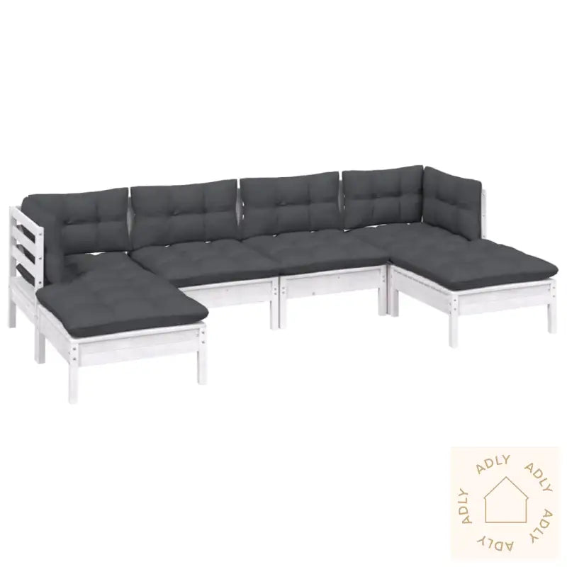 Hagesofagruppe Med Puter 6 Deler Furu Hvit