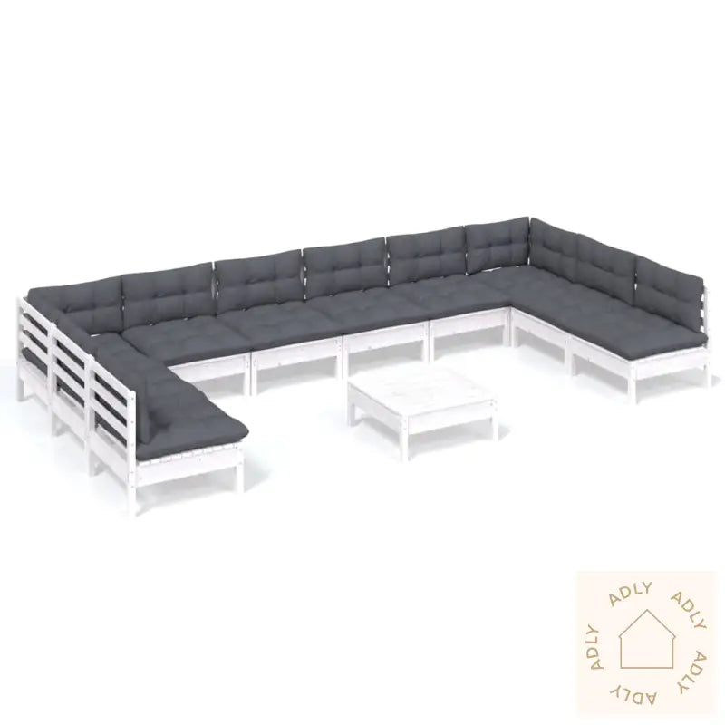 Hagesofagruppe Med Puter 11 Deler Hvit Heltre Furu