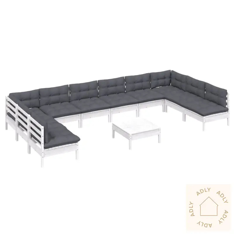 Hagesofagruppe Med Puter 11 Deler Hvit Heltre Furu
