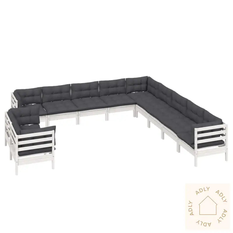 Hagesofagruppe Med Puter 11 Deler Hvit Heltre Furu