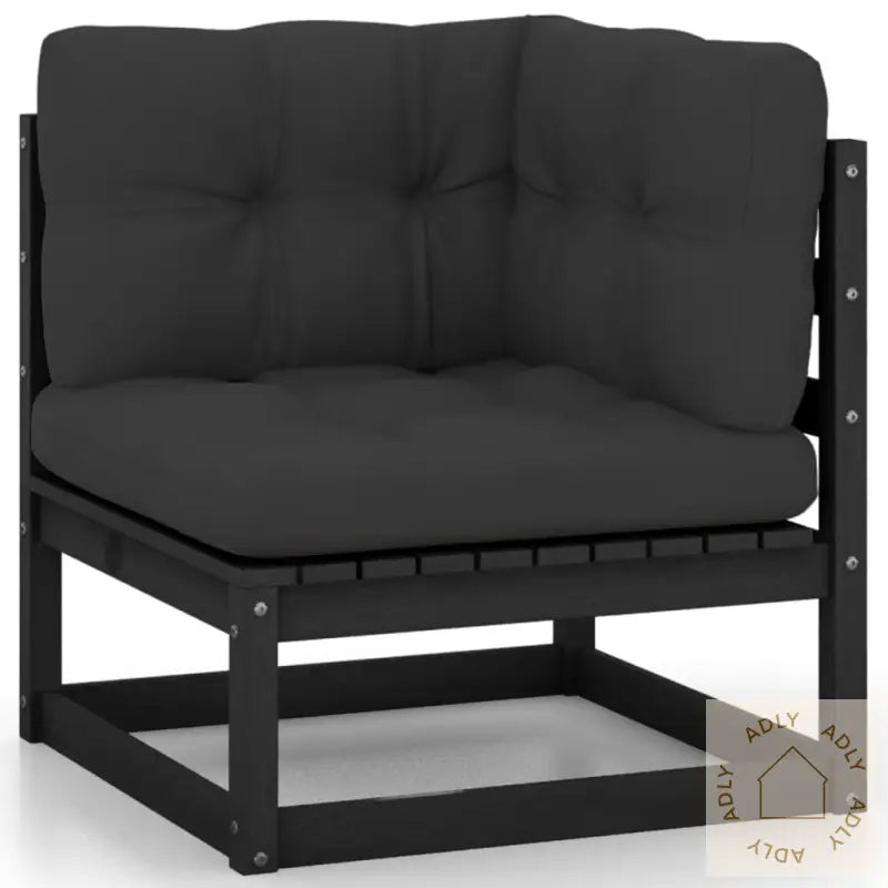 Hagesofagruppe Med Puter 7 Deler Svart Heltre Furu