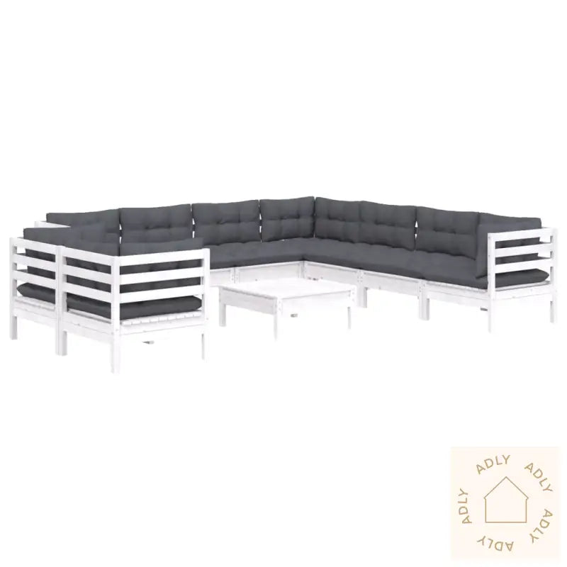 Hagesofagruppe Med Puter 10 Deler Hvit Heltre Furu