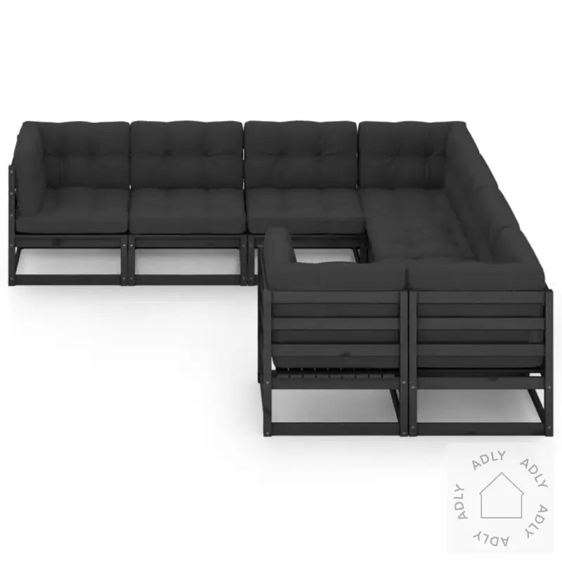Hagesofagruppe Med Puter 8 Deler Svart Heltre Furu