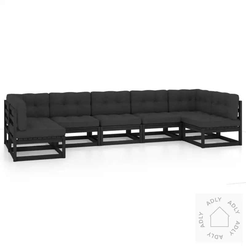 Hagesofagruppe Med Puter 7 Deler Svart Heltre Furu