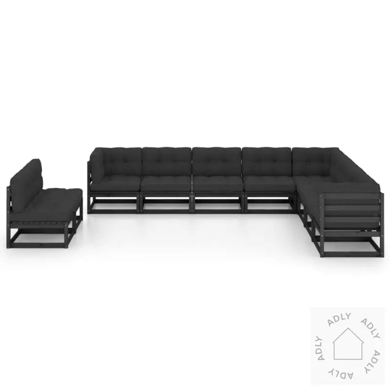 Hagesofagruppe Med Puter 10 Deler Svart Heltre Furu