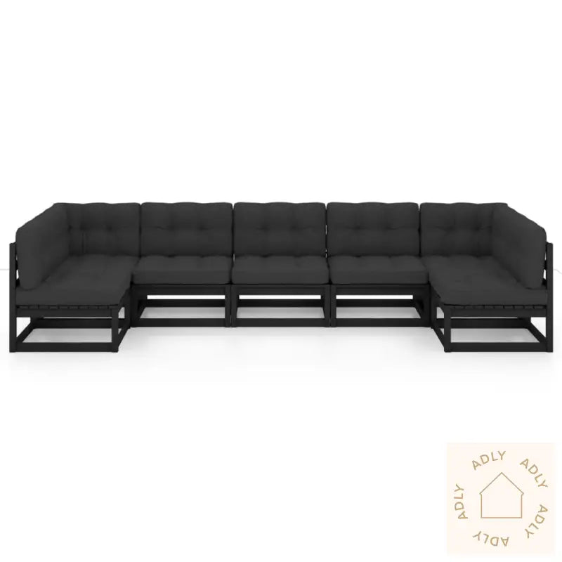 Hagesofagruppe Med Puter 7 Deler Svart Heltre Furu