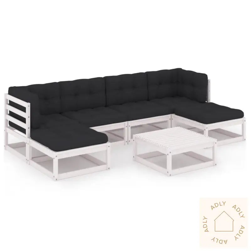 Hagesofagruppe Med Puter 7 Deler Hvit Heltre Furu