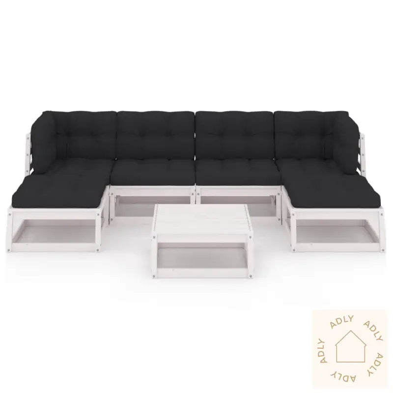 Hagesofagruppe Med Puter 7 Deler Hvit Heltre Furu