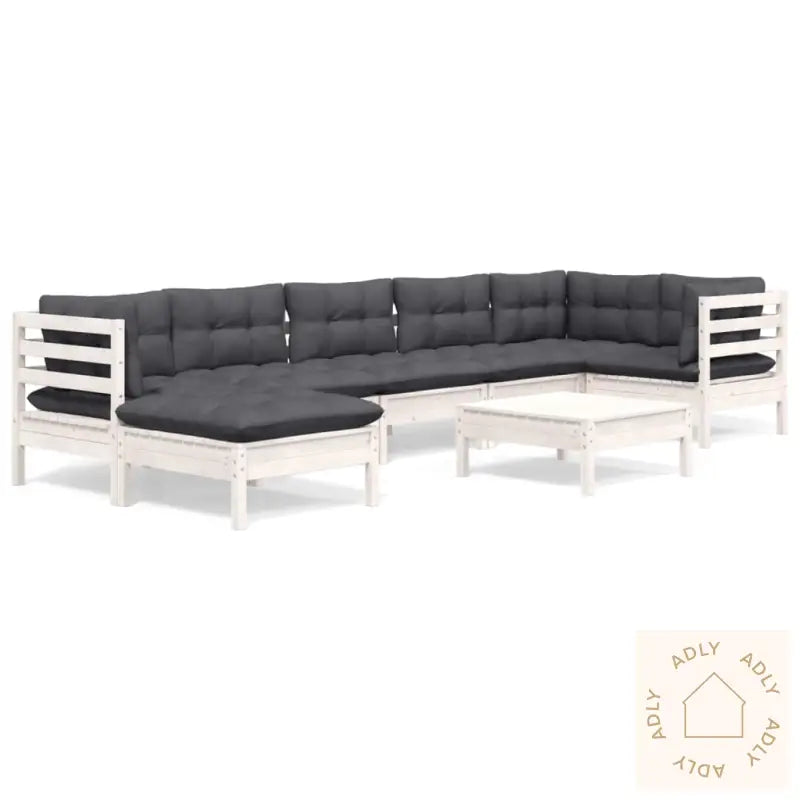 Hagesofagruppe Med Puter 8 Deler Hvit Heltre Furu