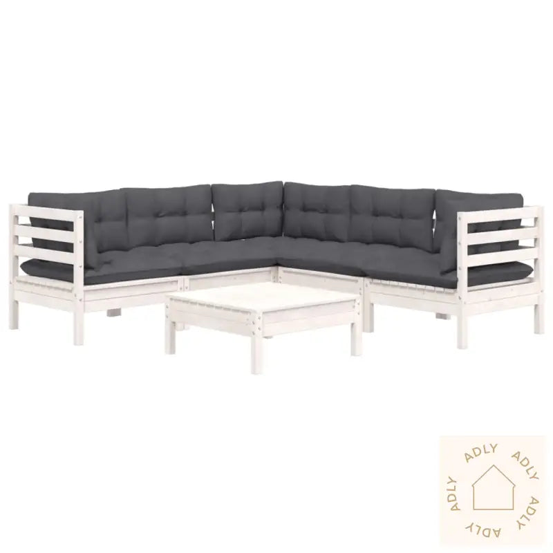 Hagesofagruppe Med Puter 6 Deler Hvit Heltre Furu