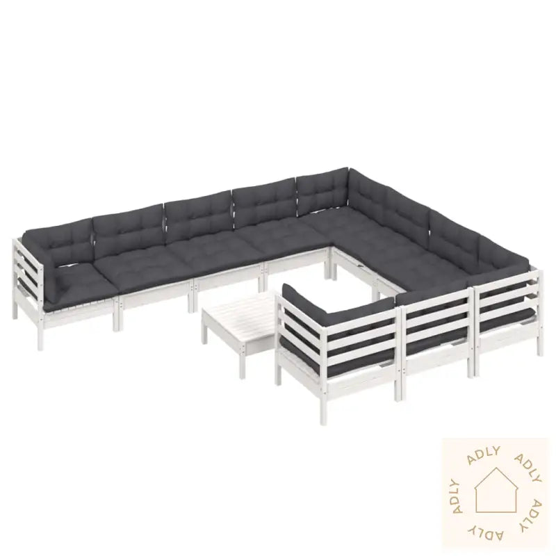 Hagesofagruppe Med Puter 11 Deler Hvit Heltre Furu