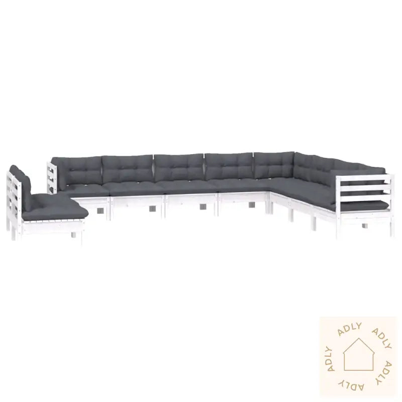 Hagesofagruppe Med Puter 10 Deler Hvit Heltre Furu