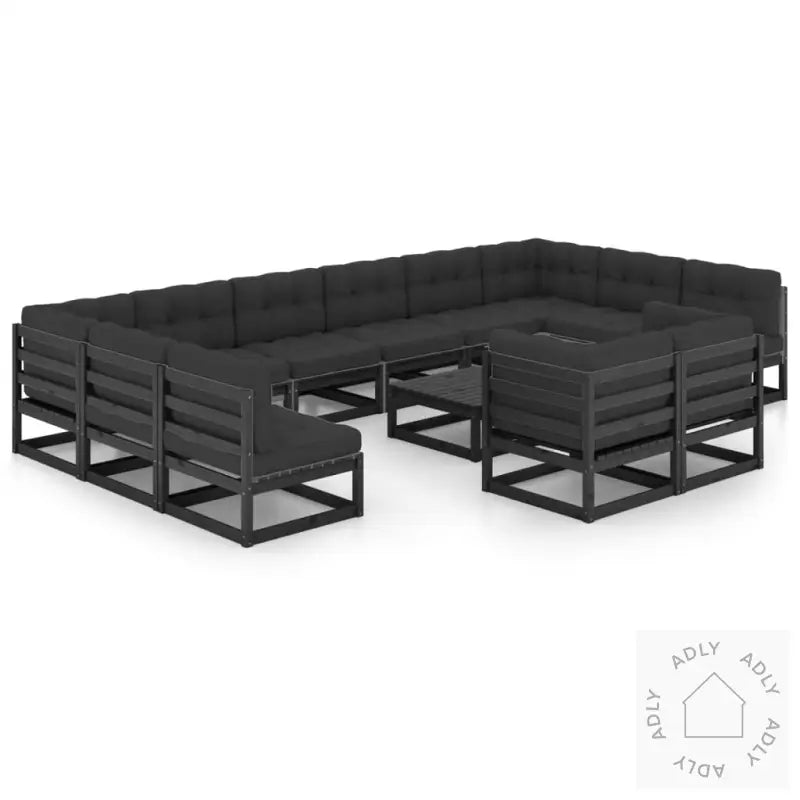 Hagesofagruppe Med Puter 13 Deler Svart Heltre Furu
