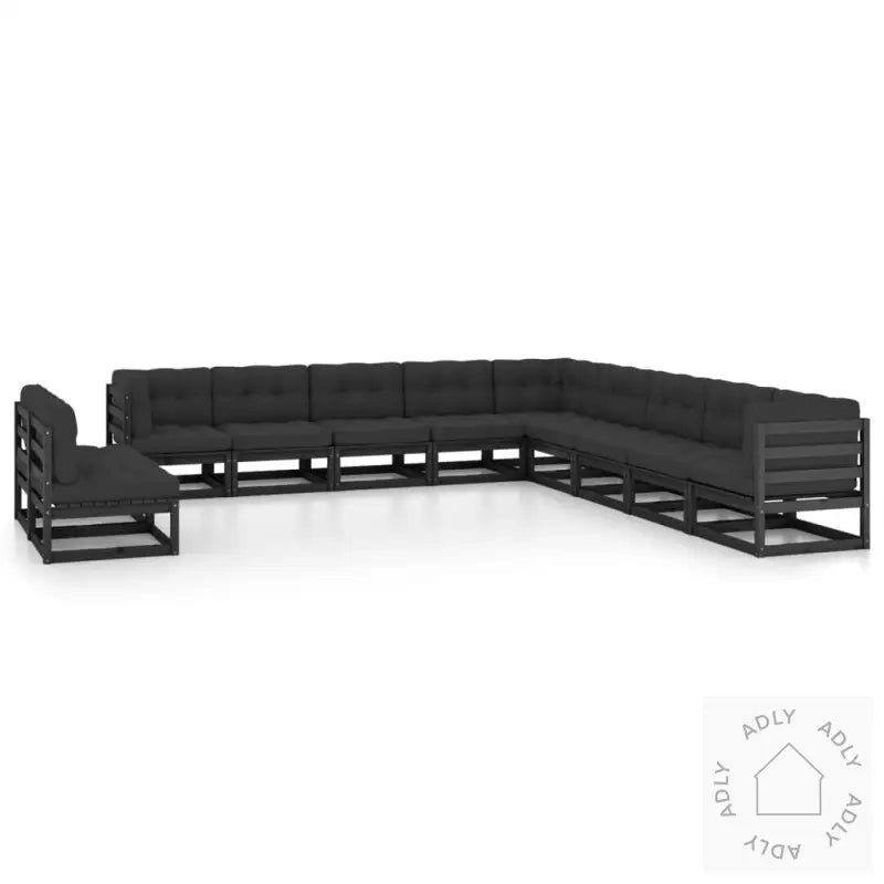 Hagesofagruppe Med Puter 11 Deler Svart Heltre Furu
