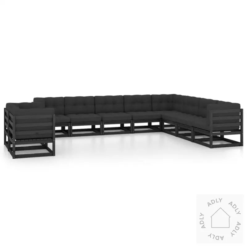Hagesofagruppe Med Puter 10 Deler Svart Heltre Furu