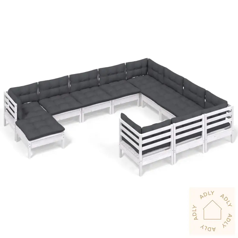 Hagesofagruppe Med Puter 11 Deler Hvit Heltre Furu