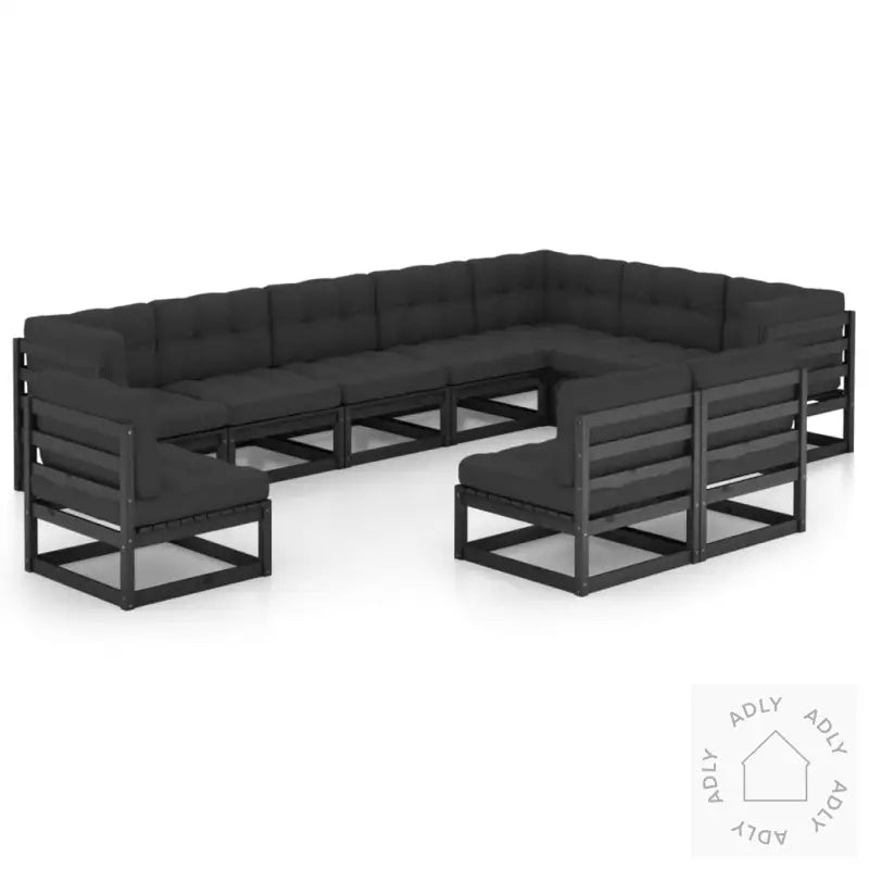 Hagesofagruppe Med Puter 10 Deler Svart Heltre Furu