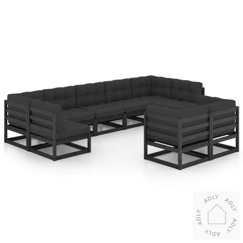 Hagesofagruppe Med Puter 9 Deler Svart Heltre Furu