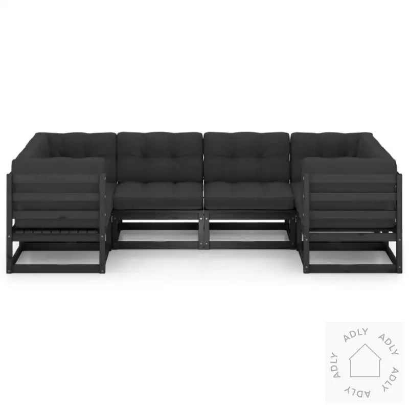 Hagesofagruppe Med Puter 6 Deler Svart Heltre Furu