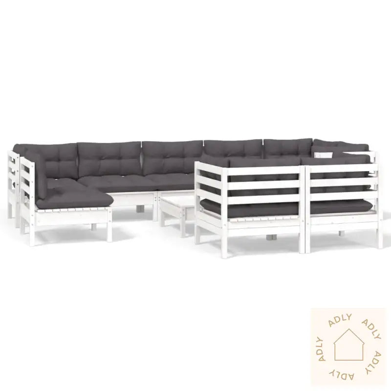 Hagesofagruppe Med Puter 10 Deler Hvit Heltre Furu