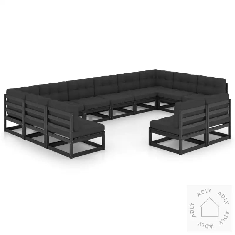 Hagesofagruppe Med Puter 12 Deler Svart Heltre Furu