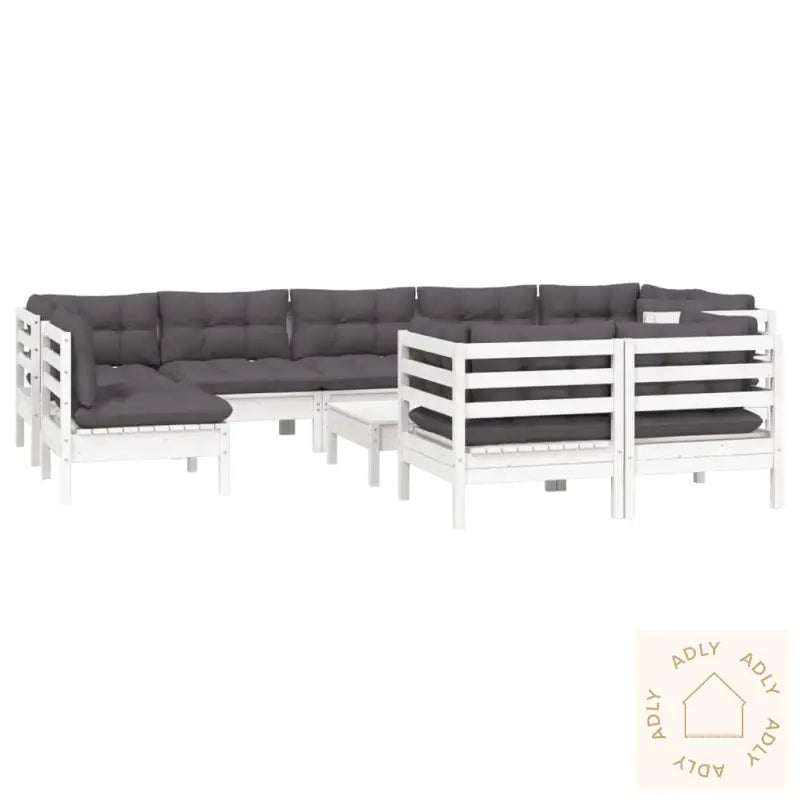 Hagesofagruppe Med Puter 10 Deler Hvit Heltre Furu