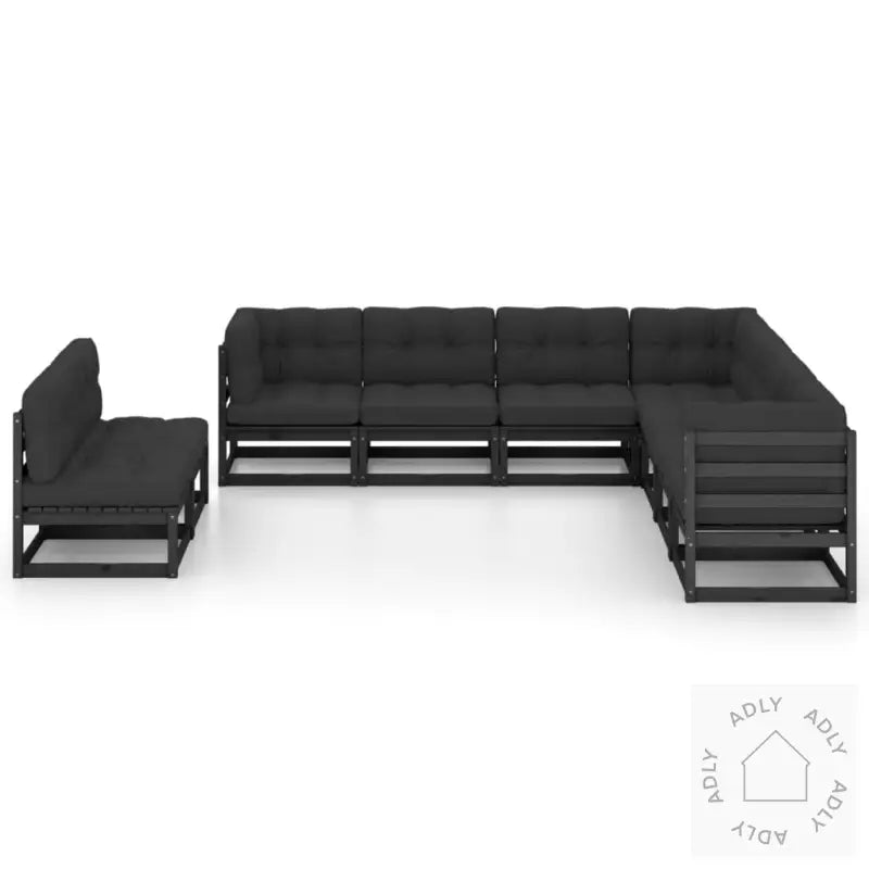 Hagesofagruppe Med Puter 9 Deler Svart Heltre Furu