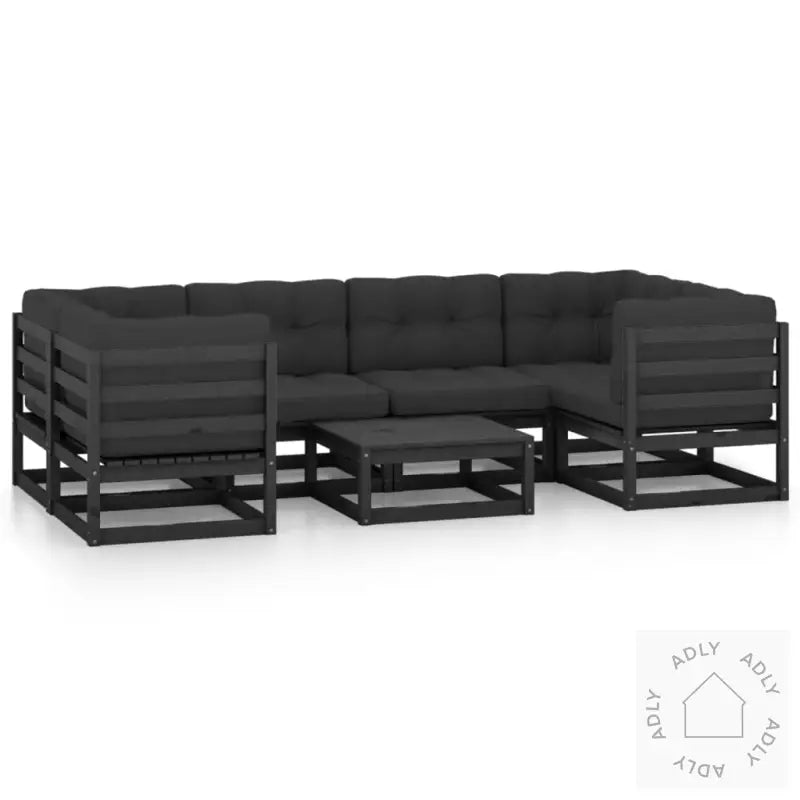 Hagesofagruppe Med Puter 7 Deler Svart Heltre Furu