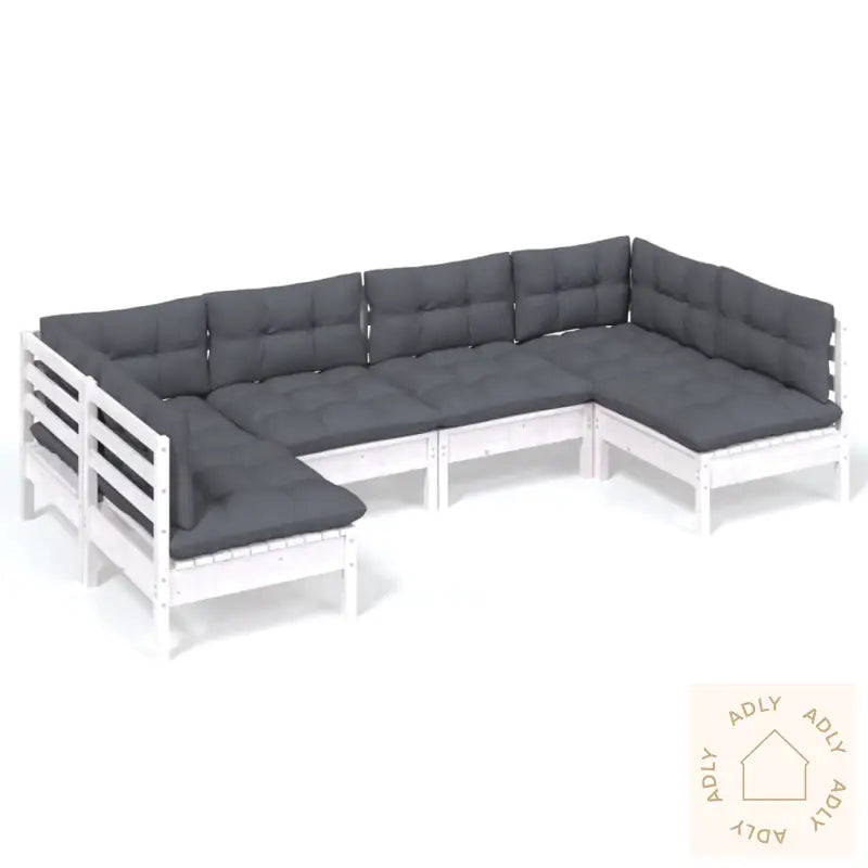 Hagesofagruppe Med Puter 6 Deler Hvit Heltre Furu