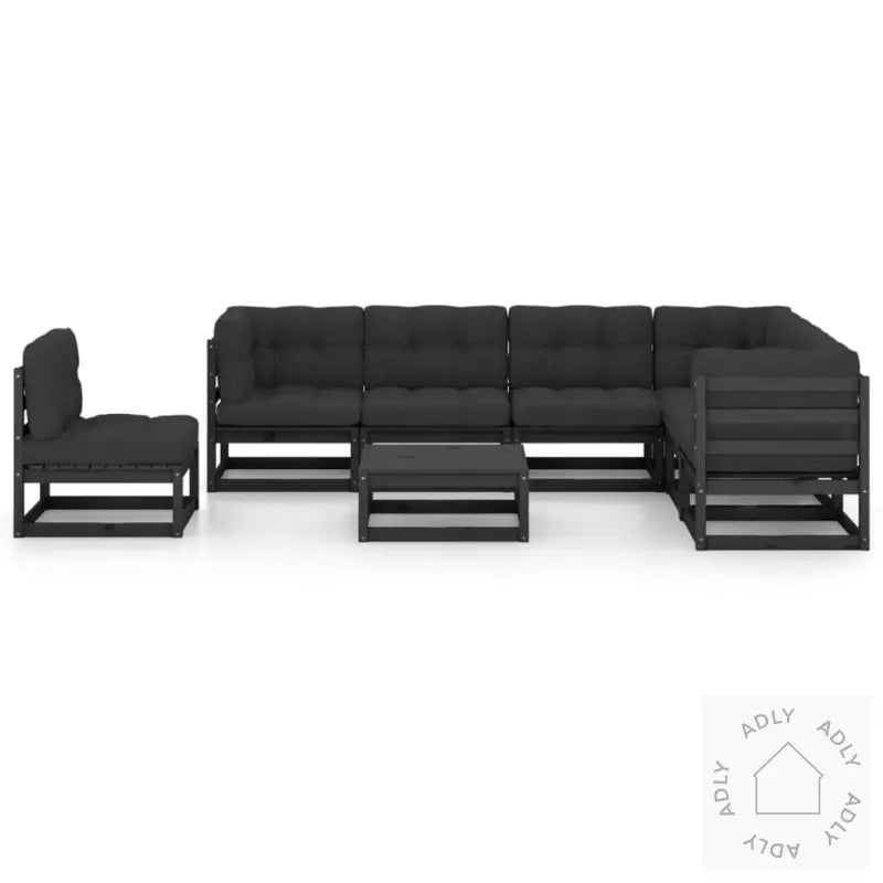 Hagesofagruppe Med Puter 8 Deler Svart Heltre Furu